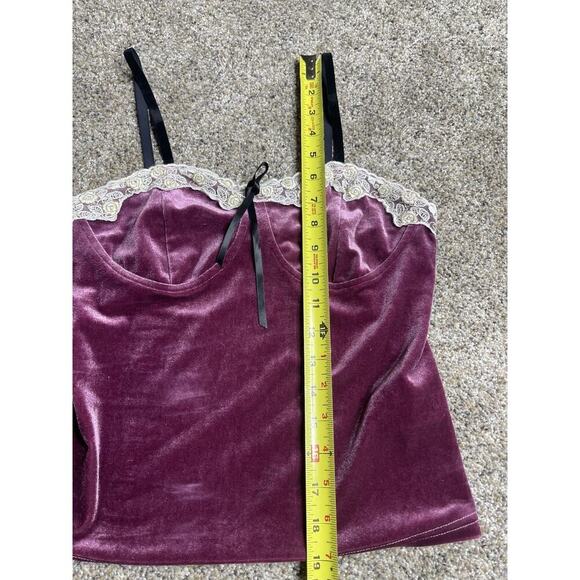 Romwe Purple Crushed Velvet Lace Accent Stretch Y2k Black Size Small - Picture 5 of 6